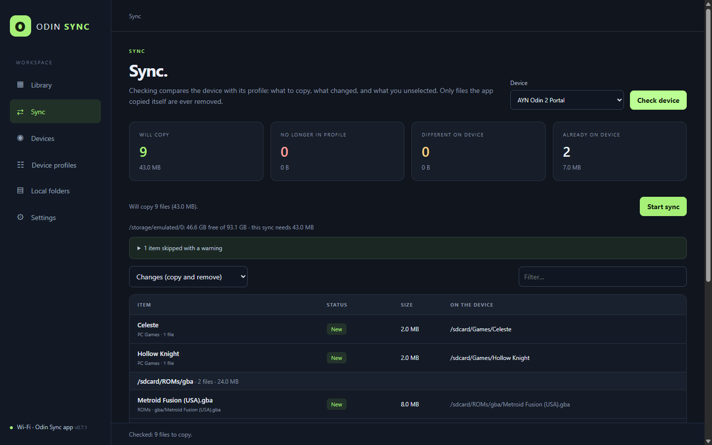 The sync review before copying